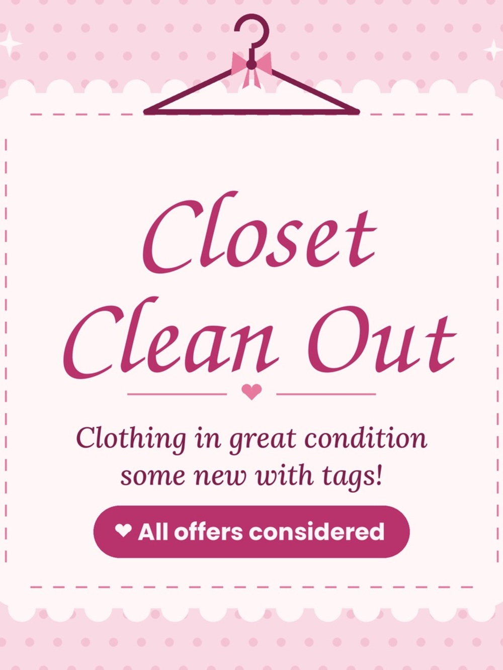 Pink Closet Clean Out Sale Banner - Women's Intimates & Sleepwear